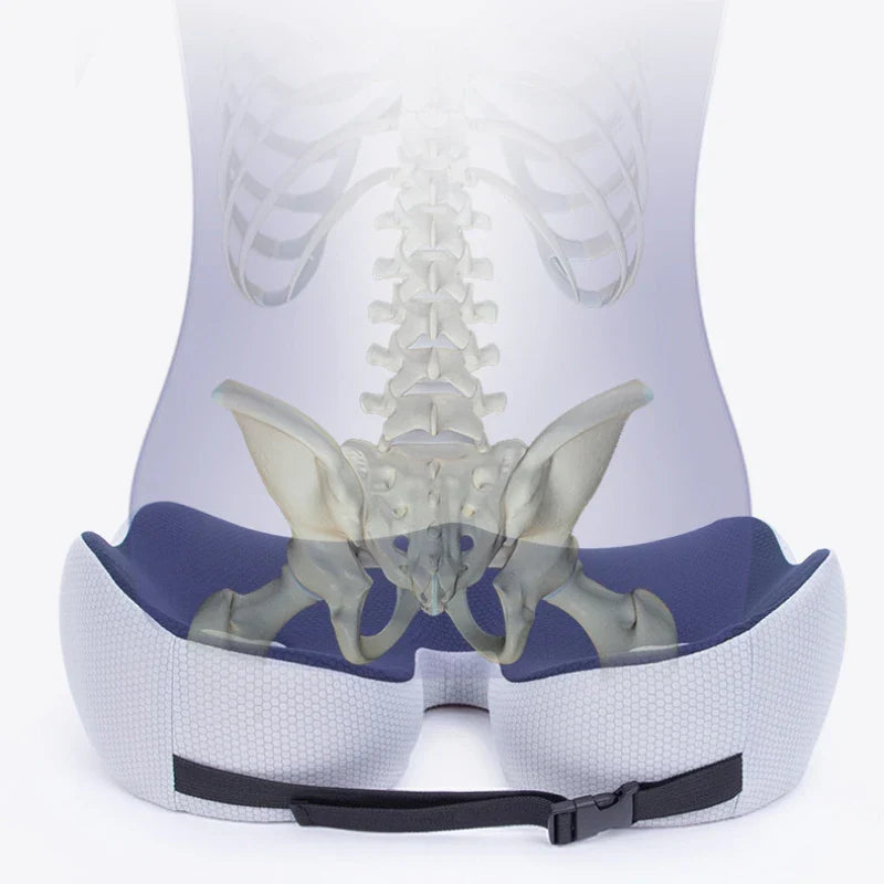 Memory Foam Sit Bone Relief Cushion Ergonomic Support Blue